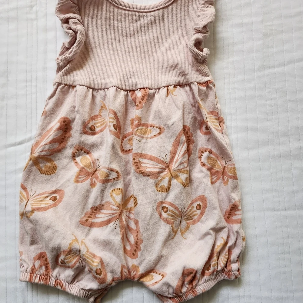Carter's Soft Pink Ribbed Butterfly Baby One Piece Outfit  Size 6m